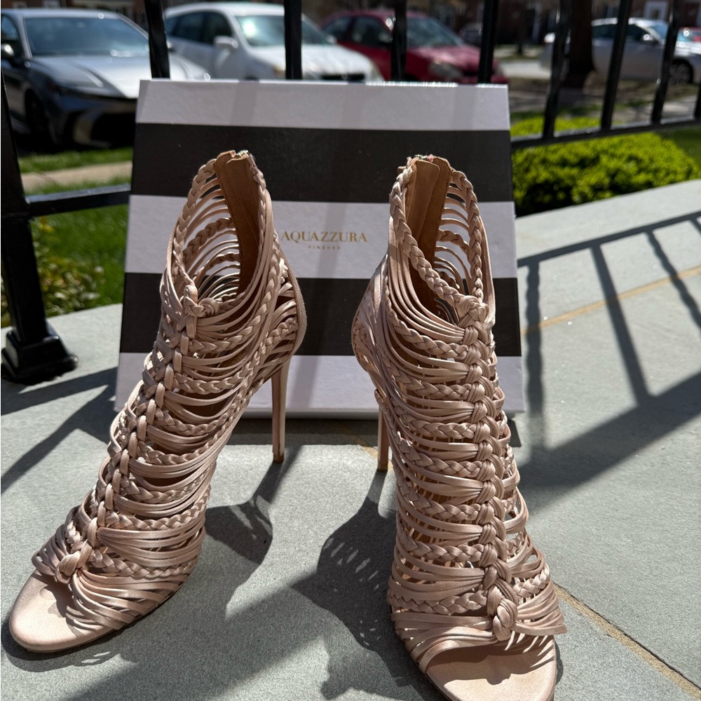 Aquazzura Women's Braided Heels - Tan